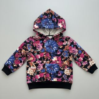 Sweat fabric Flower Luna black digital print