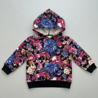Sweat fabric Flower Luna black digital print