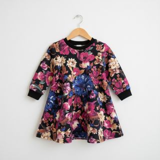 Sweat fabric Flower Luna black digital print