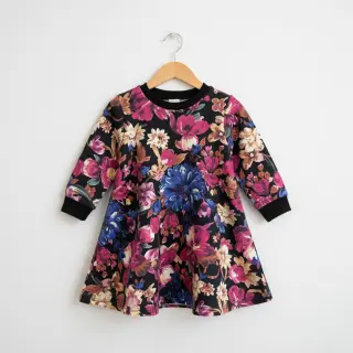 Sweat fabric Flower Luna black digital print