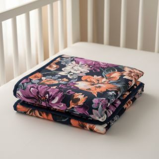 Sweat fabric Flower Luna navy digital print