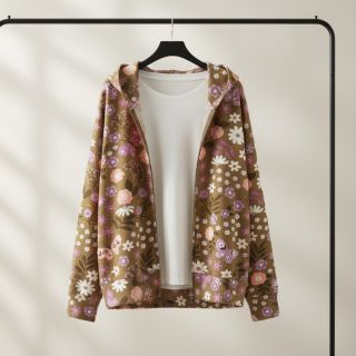 Sweat fabric Flowers Azriel camel