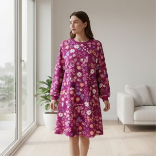 Sweat fabric Flowers Azriel fuchsia