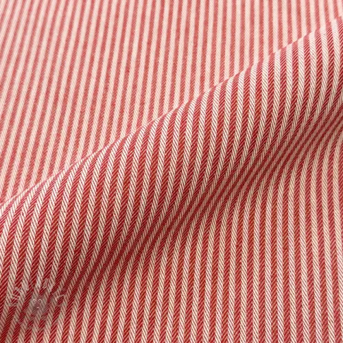 Decoration fabric DOBBY Colored stripe poppy red