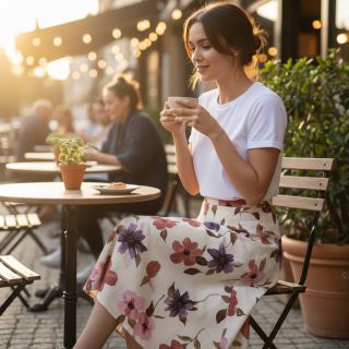 Cotton fabric VISCOSE Flowers offwhite digital print