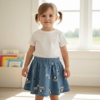 Cotton fabric FLANNEL Zebras blue