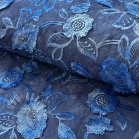 Cotton fabric TIE DYE EMBROIDERY Flora design B