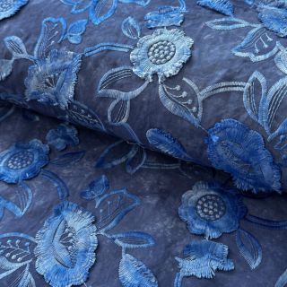 Cotton fabric TIE DYE EMBROIDERY Flora design B