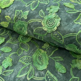 Cotton fabric TIE DYE EMBROIDERY Flora design A