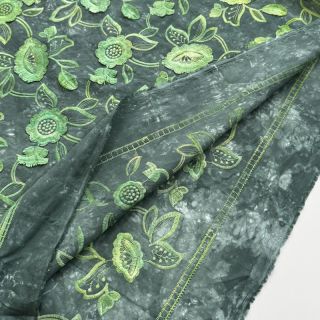 Cotton fabric TIE DYE EMBROIDERY Flora design A