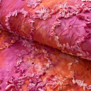 Cotton fabric TIE DYE EMBROIDERY Eva tape design F