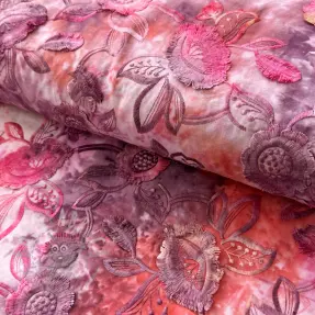 Cotton fabric TIE DYE EMBROIDERY Flora design D