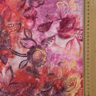 Cotton fabric TIE DYE EMBROIDERY Flora design D