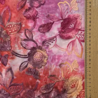 Cotton fabric TIE DYE EMBROIDERY Flora design D