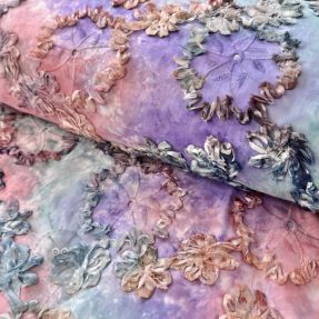 Cotton fabric TIE DYE EMBROIDERY Eva tape design C