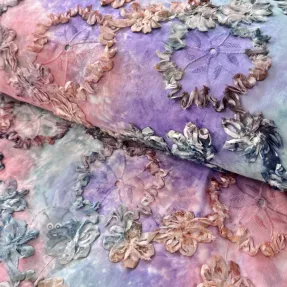 Cotton fabric TIE DYE EMBROIDERY Eva tape design C