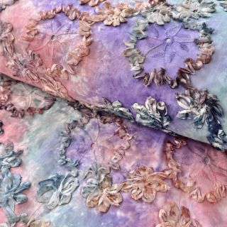 Cotton fabric TIE DYE EMBROIDERY Eva tape design C