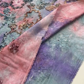 Cotton fabric TIE DYE EMBROIDERY Eva tape design C