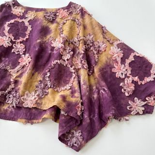 Cotton fabric TIE DYE EMBROIDERY Eva tape design D