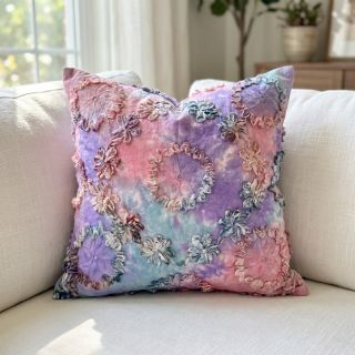 Cotton fabric TIE DYE EMBROIDERY Eva tape design C