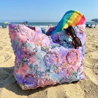 Cotton fabric TIE DYE EMBROIDERY Eva tape design C