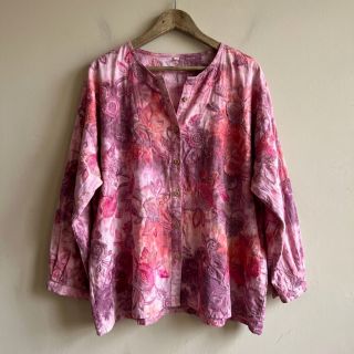 Cotton fabric TIE DYE EMBROIDERY Flora design D