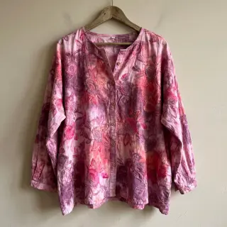 Cotton fabric TIE DYE EMBROIDERY Flora design D