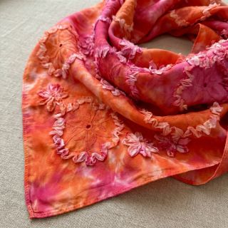 Cotton fabric TIE DYE EMBROIDERY Eva tape design F