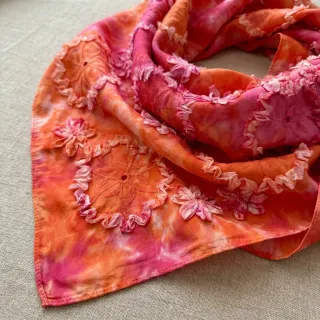 Cotton fabric TIE DYE EMBROIDERY Eva tape design F