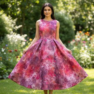 Cotton fabric TIE DYE EMBROIDERY Flora design D