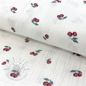 Double gauze/muslin Fruits cherry ORGANIC