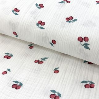 Double gauze/muslin Fruits cherry ORGANIC