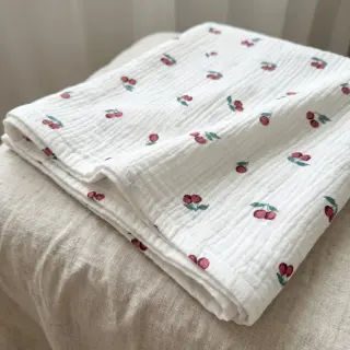 Double gauze/muslin Fruits cherry ORGANIC