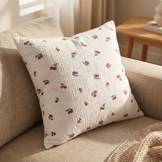 Double gauze/muslin Fruits cherry ORGANIC