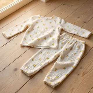 Double gauze/muslin Fruits lemon ORGANIC