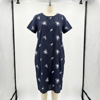 Cotton fabric VOILE EMBROIDERY Flowers navy