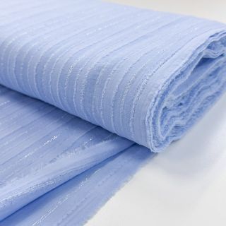 Cotton fabric VOILE LUREX Stripes light blue