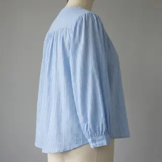 Cotton fabric VOILE LUREX Stripes light blue