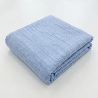 Cotton fabric VOILE LUREX Stripes light blue