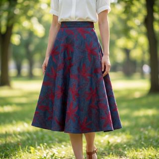 Cotton fabric JEANS Embroidery Flowers burgundy