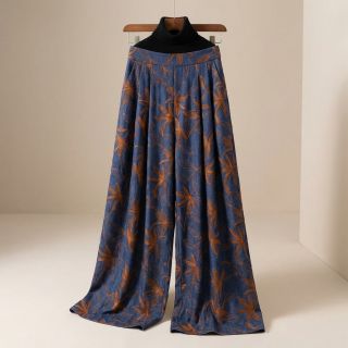 Cotton fabric JEANS Embroidery Flowers camel