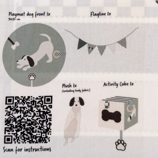 Cotton fabric Dog PANEL digital print