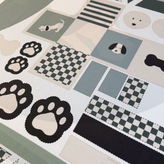 Cotton fabric Dog PANEL digital print