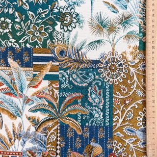 Decoration fabric jacquard Basmati allover bleu