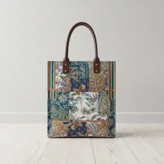 Decoration fabric jacquard Basmati allover bleu