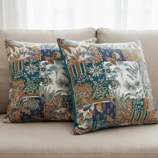 Decoration fabric jacquard Basmati allover bleu