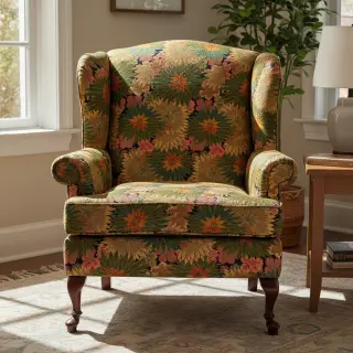 Decoration fabric jacquard Matcha allover kaki