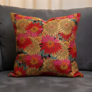 Decoration fabric jacquard Matcha allover rouge