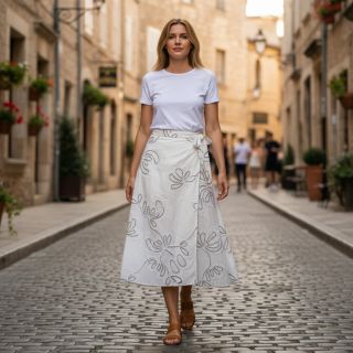 Cotton fabric EMBROIDERY Loom En Light off white