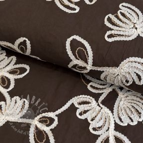 Cotton fabric EMBROIDERY Loom En Light brown